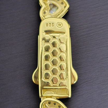 CBS-014 925 Sterling Silver Heart Bracelet and CZ Chain