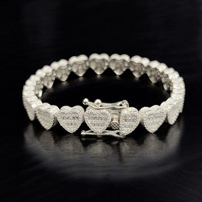 CBS-017 925 Sterling Silver Bracelet and Heart CZ Chain