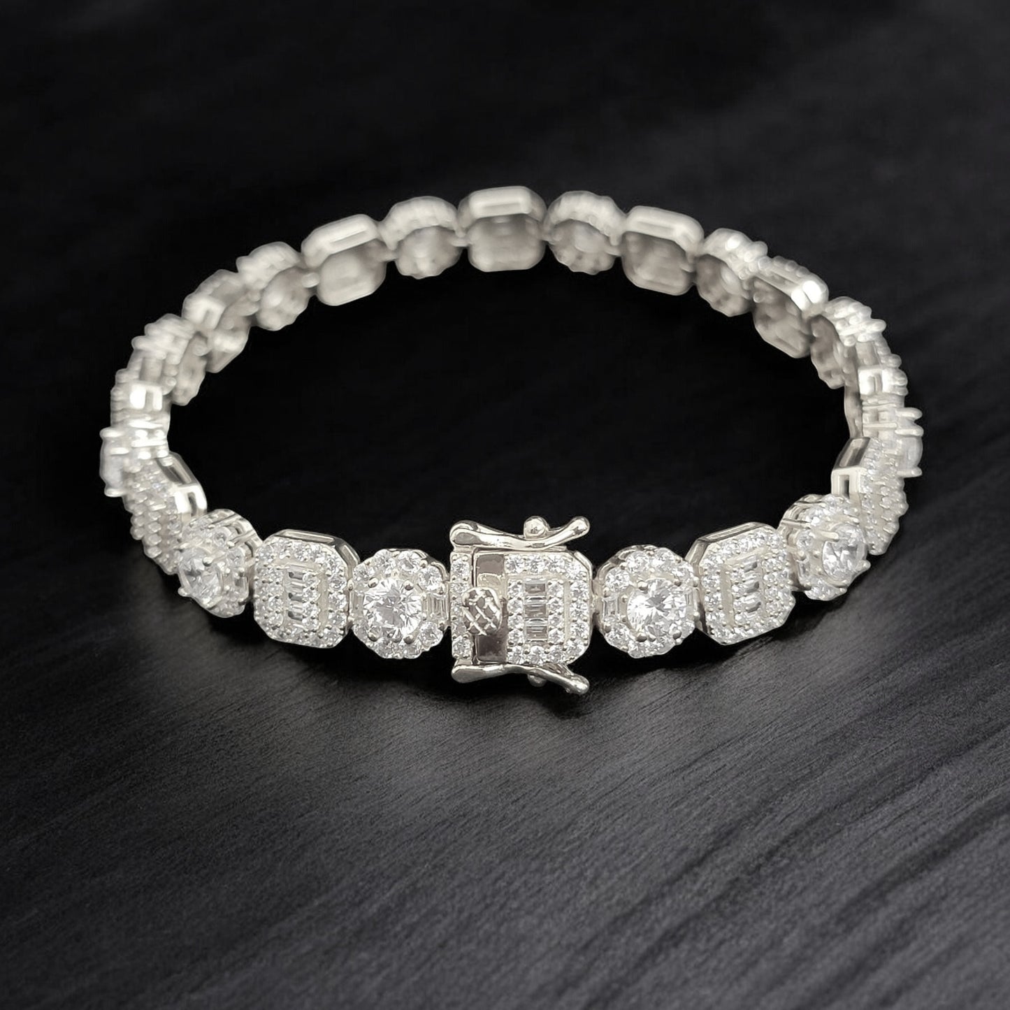 CBS-019 925 Sterling Silver Bracelet and CZ Chain